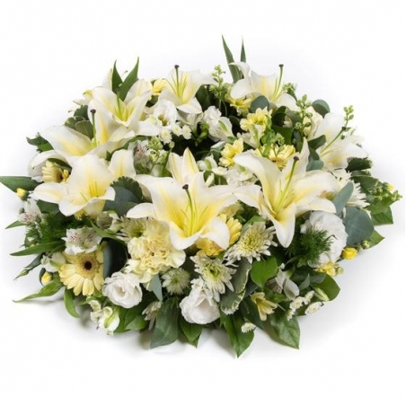 Lemon and White Wreath - same day or named day delivery - Rushes Florist