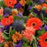 Orange and Purple Wreath - same day or named day delivery - Rushes Florist