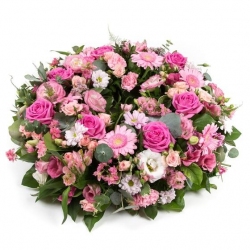 Pink Wreath - same day or named day delivery - Rushes Florist