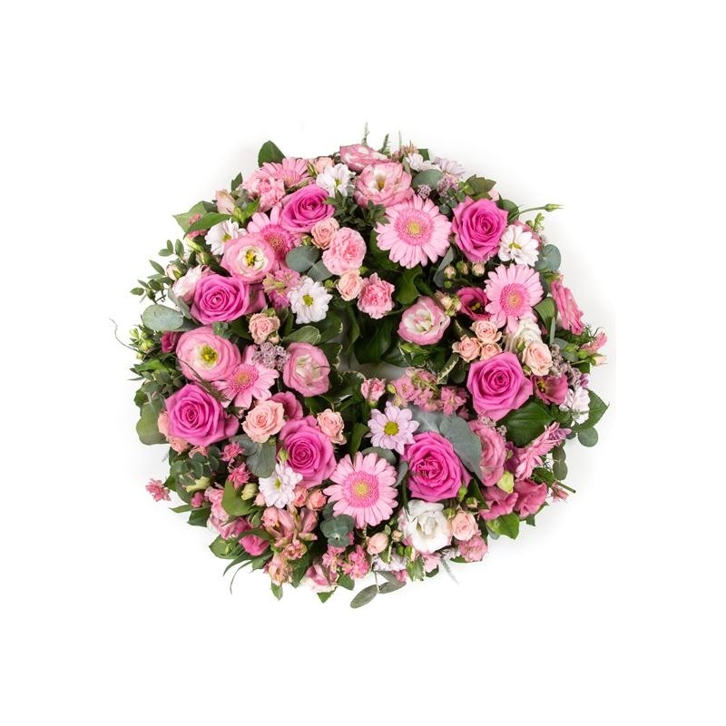 Pink Wreath - same day or named day delivery - Rushes Florist