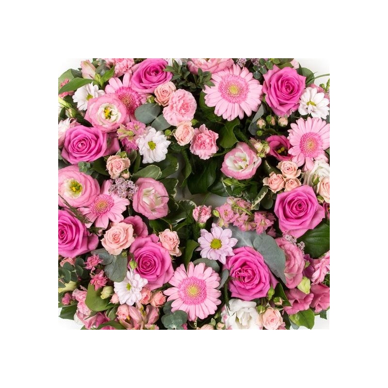 Pink Wreath - same day or named day delivery - Rushes Florist