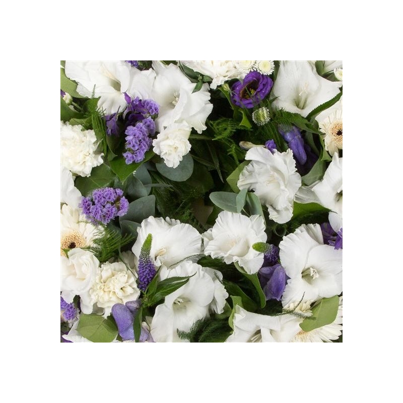Purple and White Wreath - same day or named day delivery - Rushes Florist