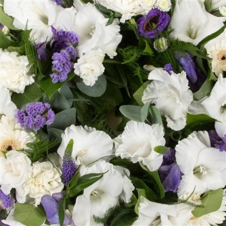 Purple and White Wreath - same day or named day delivery - Rushes Florist