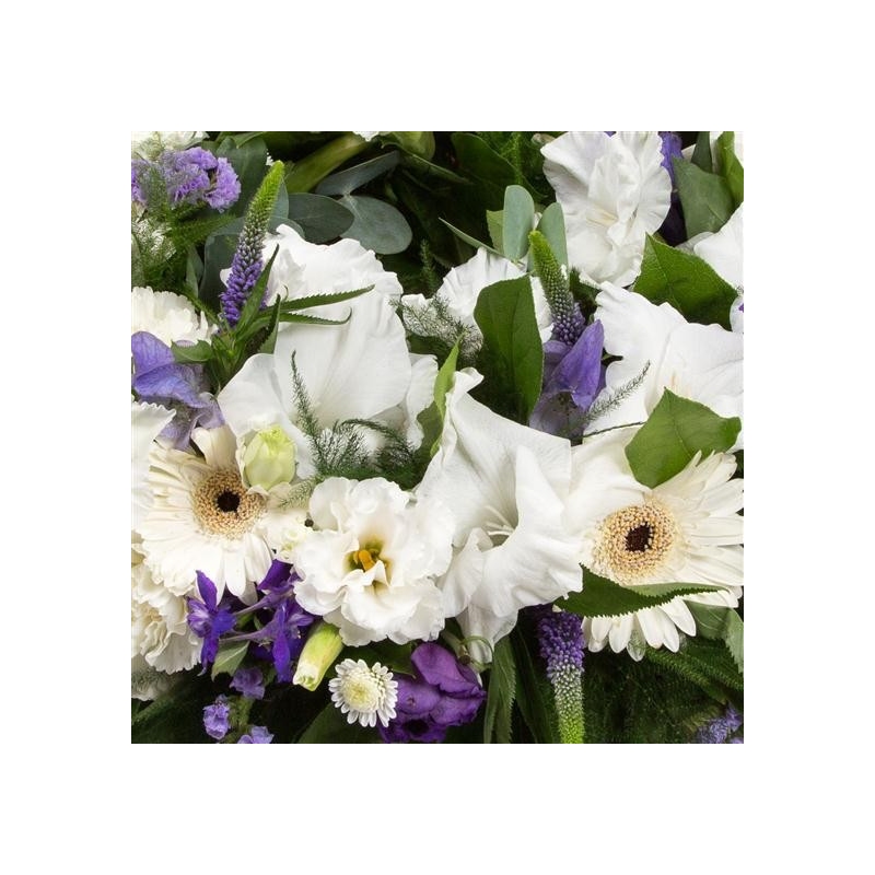 Purple and White Wreath - same day or named day delivery - Rushes Florist