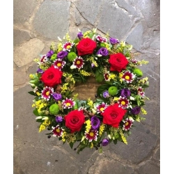 Mixed Flowers Wreath - same day or named day delivery - Rushes Florist