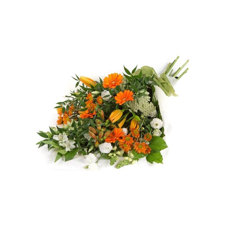 Orange and White Sheaf - same day or named day delivery - Rushes Florist
