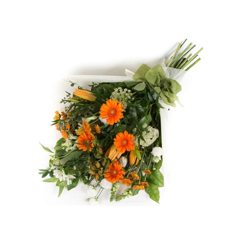 Orange and White Sheaf - same day or named day delivery - Rushes Florist