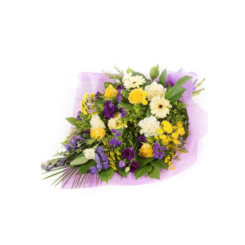 Purple and Gold Sheaf - same day or named day delivery - Rushes Florist