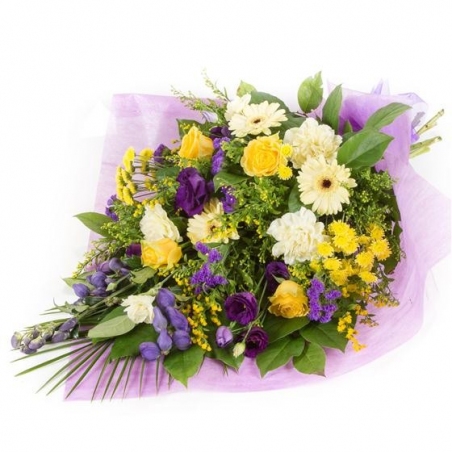 Purple and Gold Sheaf - same day or named day delivery - Rushes Florist