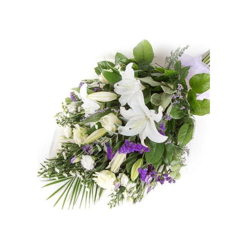 White and Purple Sheaf - same day or named day delivery - Rushes Florist