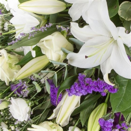 White and Purple Sheaf - same day or named day delivery - Rushes Florist