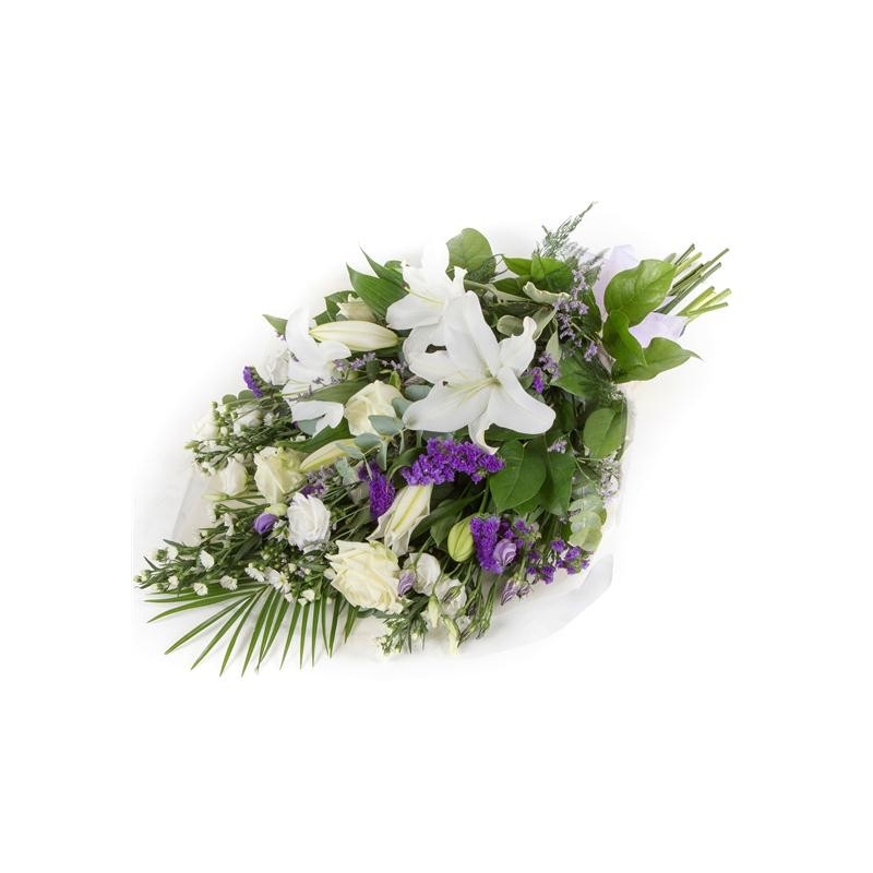 White and Purple Sheaf - same day or named day delivery - Rushes Florist