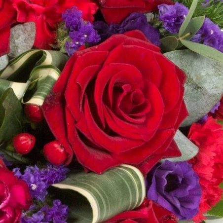 Red Rose and Purple Posy - same day or named day delivery - Rushes Florist