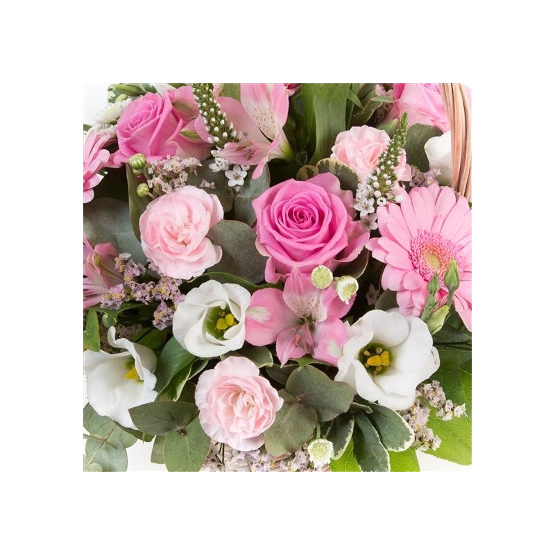 Pink and Cream Basket - same day or named day delivery - Rushes Florist