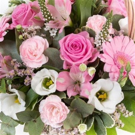 Pink and Cream Basket - same day or named day delivery - Rushes Florist