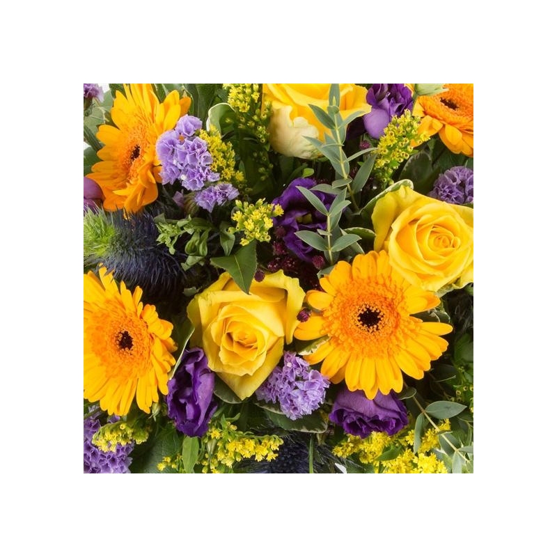 Purple and Gold Basket - same day or named day delivery - Rushes Florist