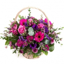 Purple and Pink Basket - same day or named day delivery - Rushes Florist