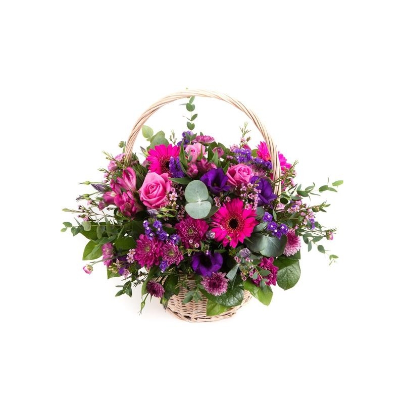 Purple and Pink Basket - same day or named day delivery - Rushes Florist