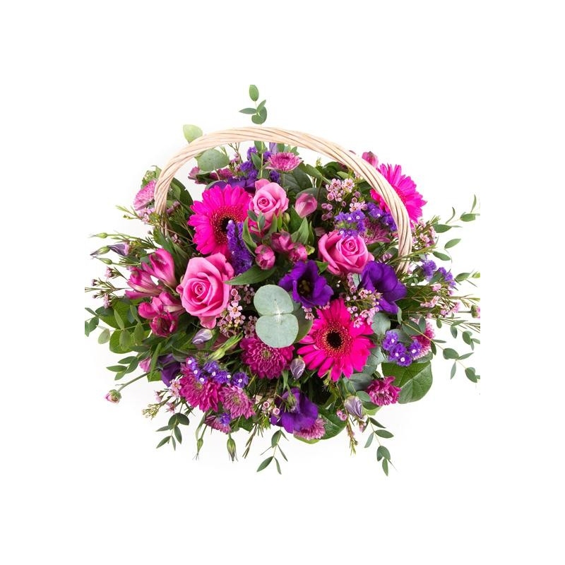 Purple and Pink Basket - same day or named day delivery - Rushes Florist
