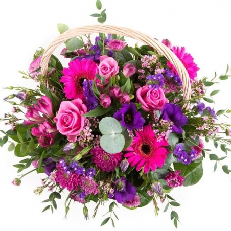 Purple and Pink Basket - same day or named day delivery - Rushes Florist