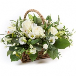 White Basket - same day or named day delivery - Rushes Florist