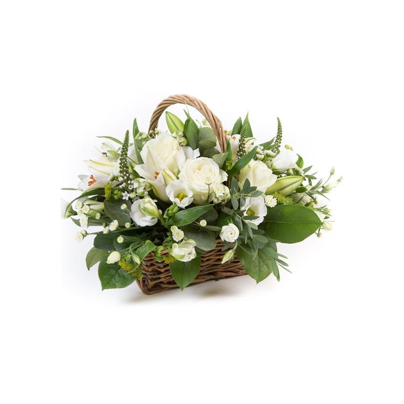 White Basket - same day or named day delivery - Rushes Florist