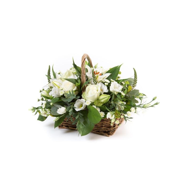 White Basket - same day or named day delivery - Rushes Florist