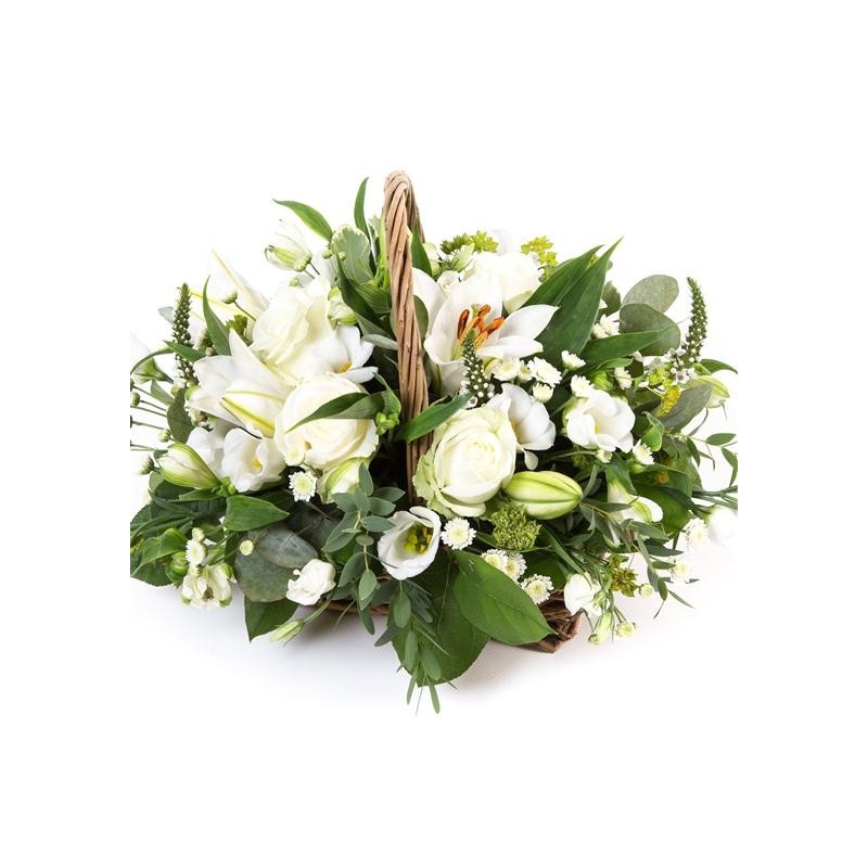 White Basket - same day or named day delivery - Rushes Florist