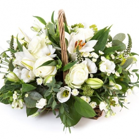 White Basket - same day or named day delivery - Rushes Florist