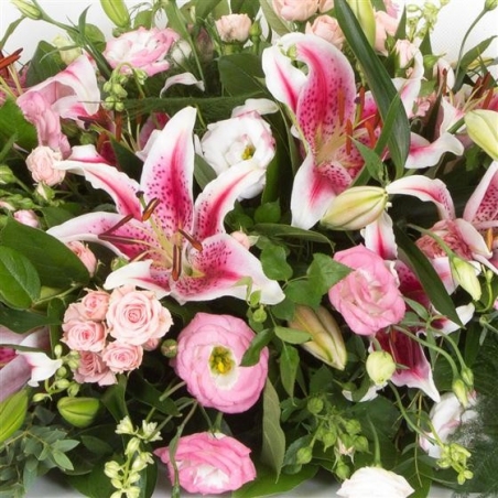 Pink Casket Spray - same day or named day delivery - Rushes Florist