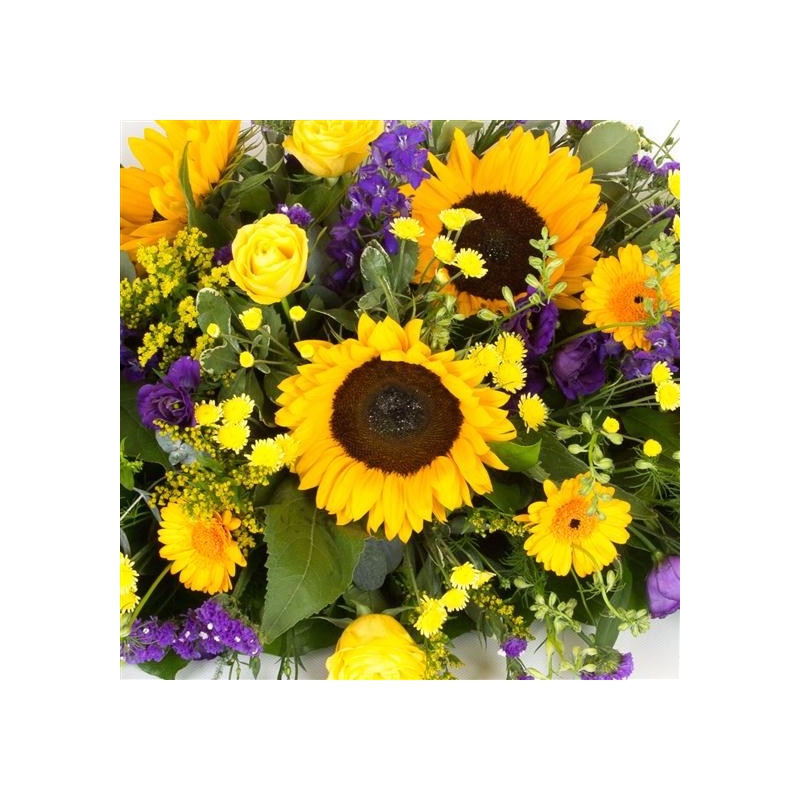 Purple and Gold Casket Spray - same day or named day delivery - Rushes Florist