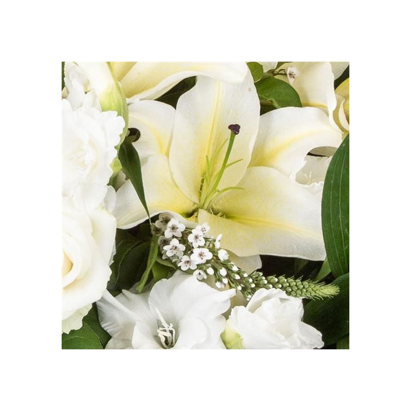 White Lily and Rose Casket Spray - same day or named day delivery - Rushes Florist