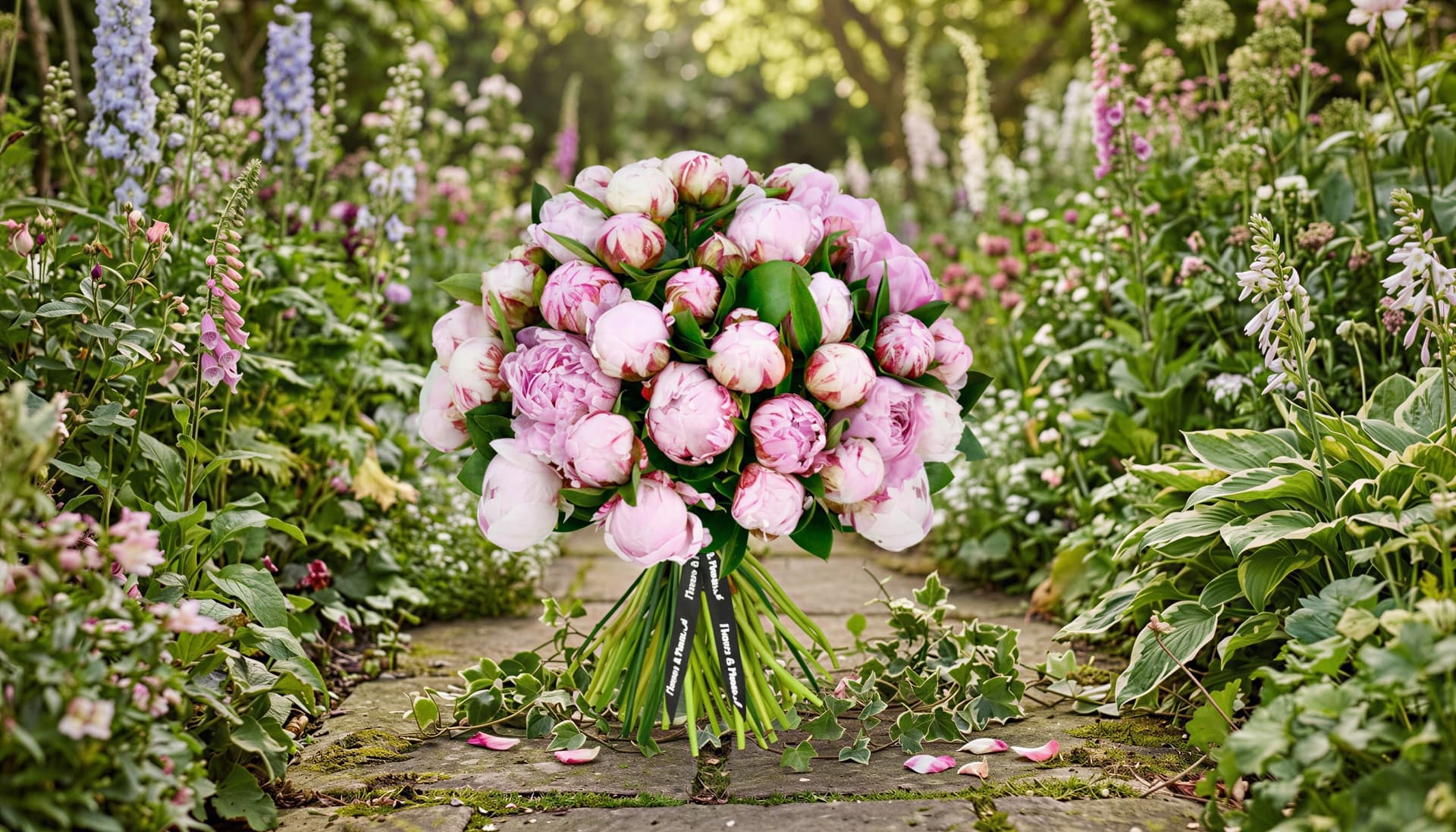 Peony bouquet in bloom
